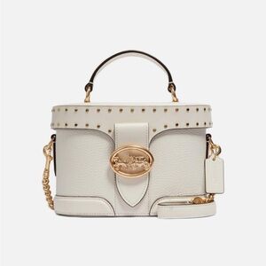 COACH Georgie Gem Rivets Chalk Gold Crossbody Leather Bag